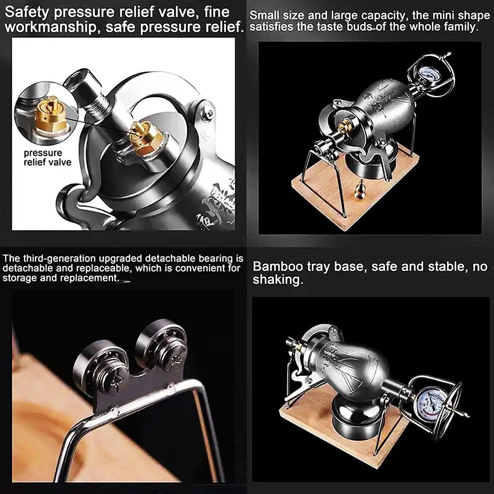 Hebralytic Hand Popcorn Machine, High Pressure Popcorn Maker, Chinese Traditional Old-Fashioned Popcorn Poppers, Stainless Steel Mini Popcorn Cannon Popcorn Pot(360ML)