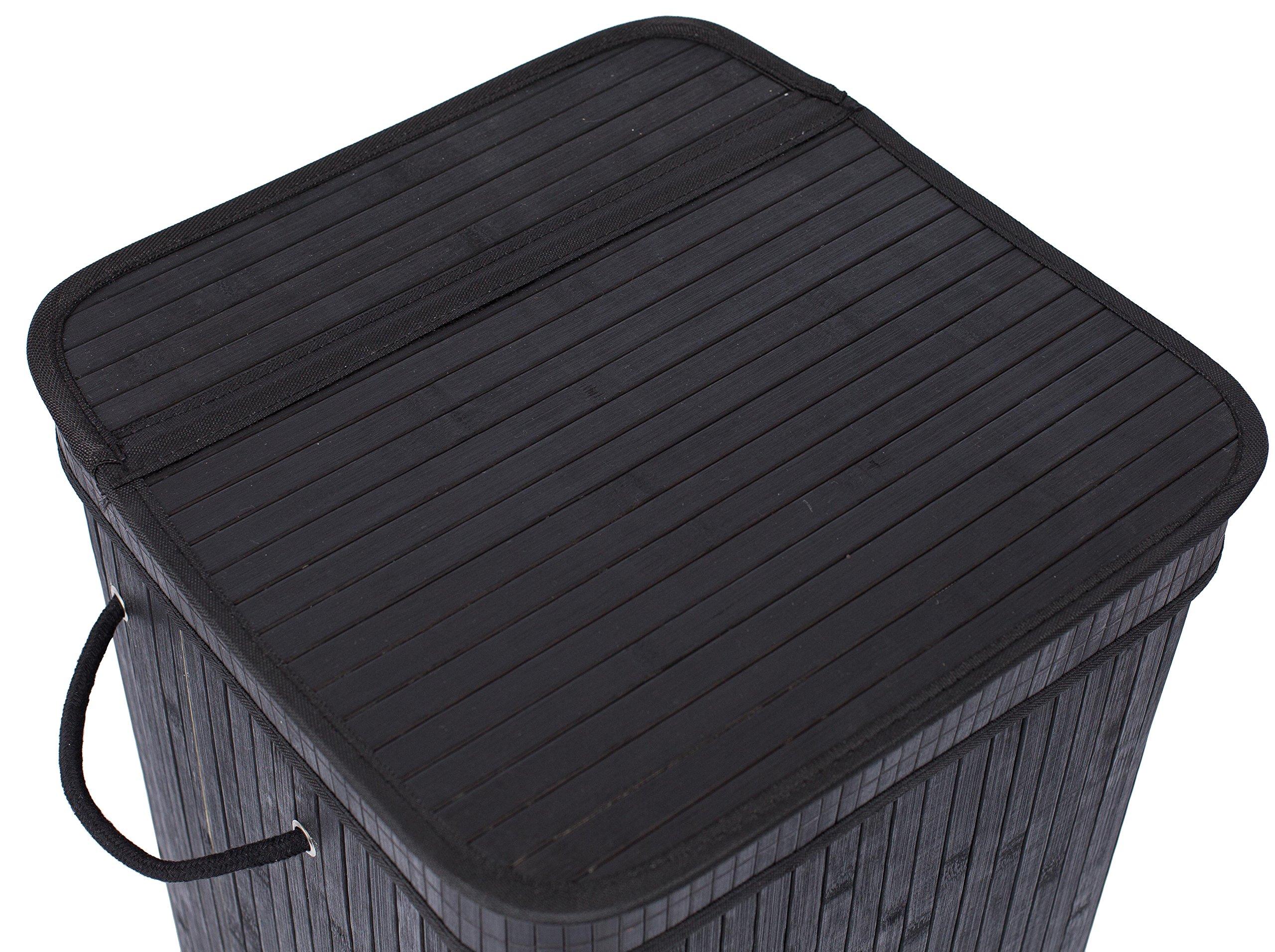 BirdRock Home BIRDROCK HOME Square Laundry Hamper with Lid and Cloth Liner, Medium Basket with Soft Handles, Durable Collapsible Fabric Bin for Clothes,Towels, Dorm, Narrow Closet, Bedroom, Dirty Laundry - Espresso