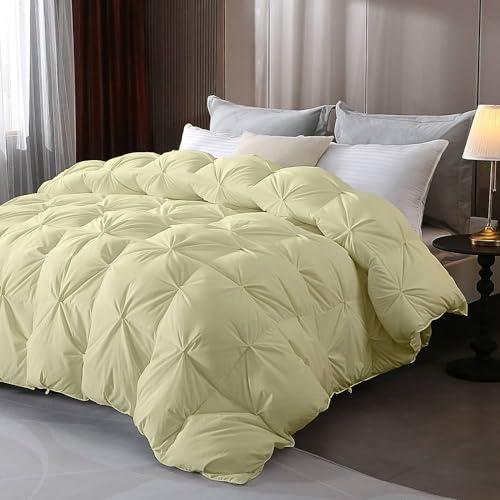 RJ BEDDING All Season-Down Alternative Comforter, 100% Organic Cotton 1000TC, Standard Queen (88\"X88\"), 600GSM Duvet Insert, Corner TABS, Fluffy, Soft, Light Weight, Ivory