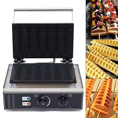 Hteedy Hteedy Electric Stick Waffle Maker, 1550W Commercial Nonstick Waffle Maker 6 Sticks Electric Waffle Baker Machine Non-Stick Stainless Steel Baker Machine, Temperature 50-300 (122-572)