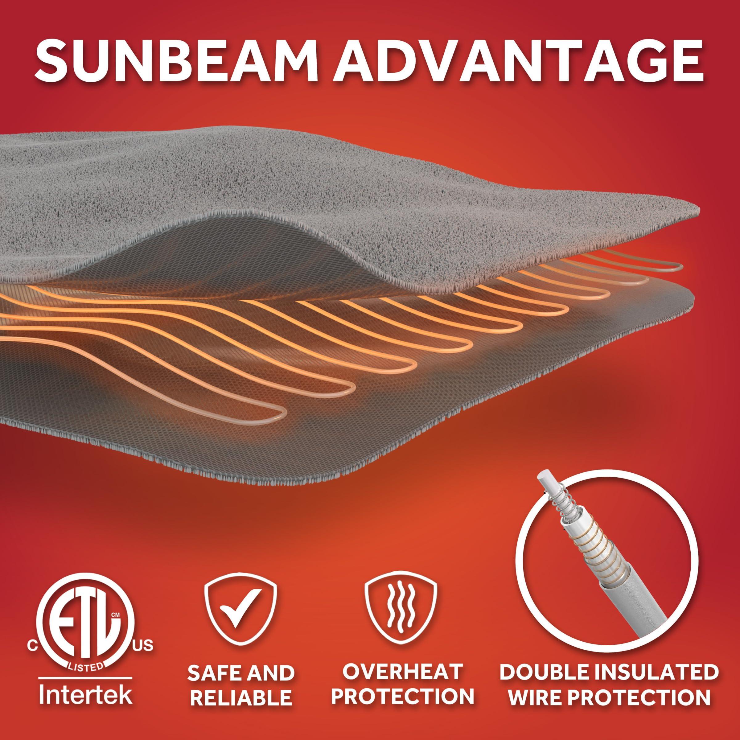 Sunbeam Sunbeam Electric Throw Royal Luxe Microplush Heated Blanket, 4 Heat Settings, 4-Hour Auto Shut-Off, Fast Heating, Warm and Cozy, Peyote Color, 50\" x 60\"