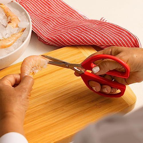 JOYCE CHEN Joyce Chen Original Unlimited Kitchen Scissors All Purpose Kitchen Shears With Comfortable Handles, Red