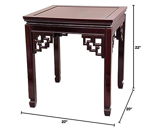 ORIENTAL FURNITURE Red Lantern Rosewood Square Ming End Table