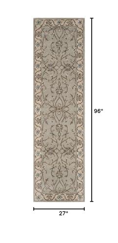 Safavieh SAFAVIEH Heritage Collection Runner Rug - 2\'3\" x 8\', Beige & Grey, Handmade Traditional Oriental Wool, Ideal for High Traffic Areas in Living Room, Bedroom (HG862A)