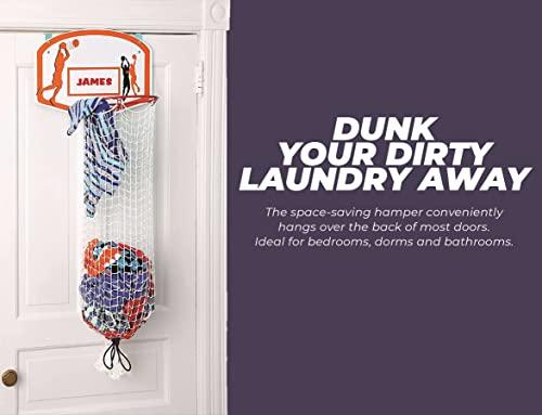Etna Etna Over the Door Basketball Laundry Hamper -Space Saving Hanging Laundry Hamper with Metal Ring, Backboard, Drawstring Bag-Fun Laundry Hamper to use in Kids Room, Dorm Rooms, Dunk Away Dirty Laundry