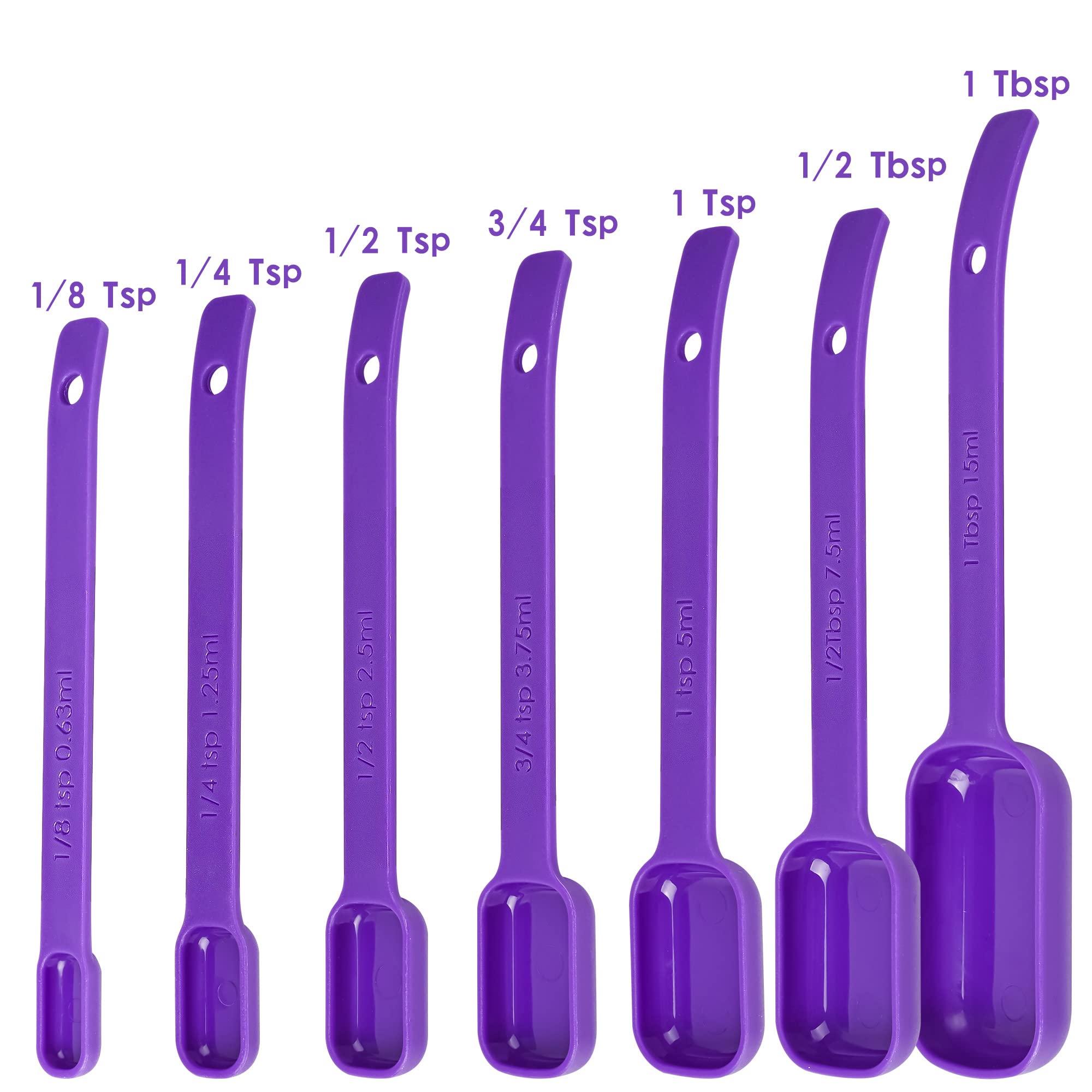 zoyizi zoyizi Measuring Cups and Spoons Set of 15, Plastic Measuring Cups and Spoons for Baking & Kitchen, Engraved Metric & US Markings for Liquid&Dry Measuring, BPA Free, Purple Measuring Cups & Spoons Set