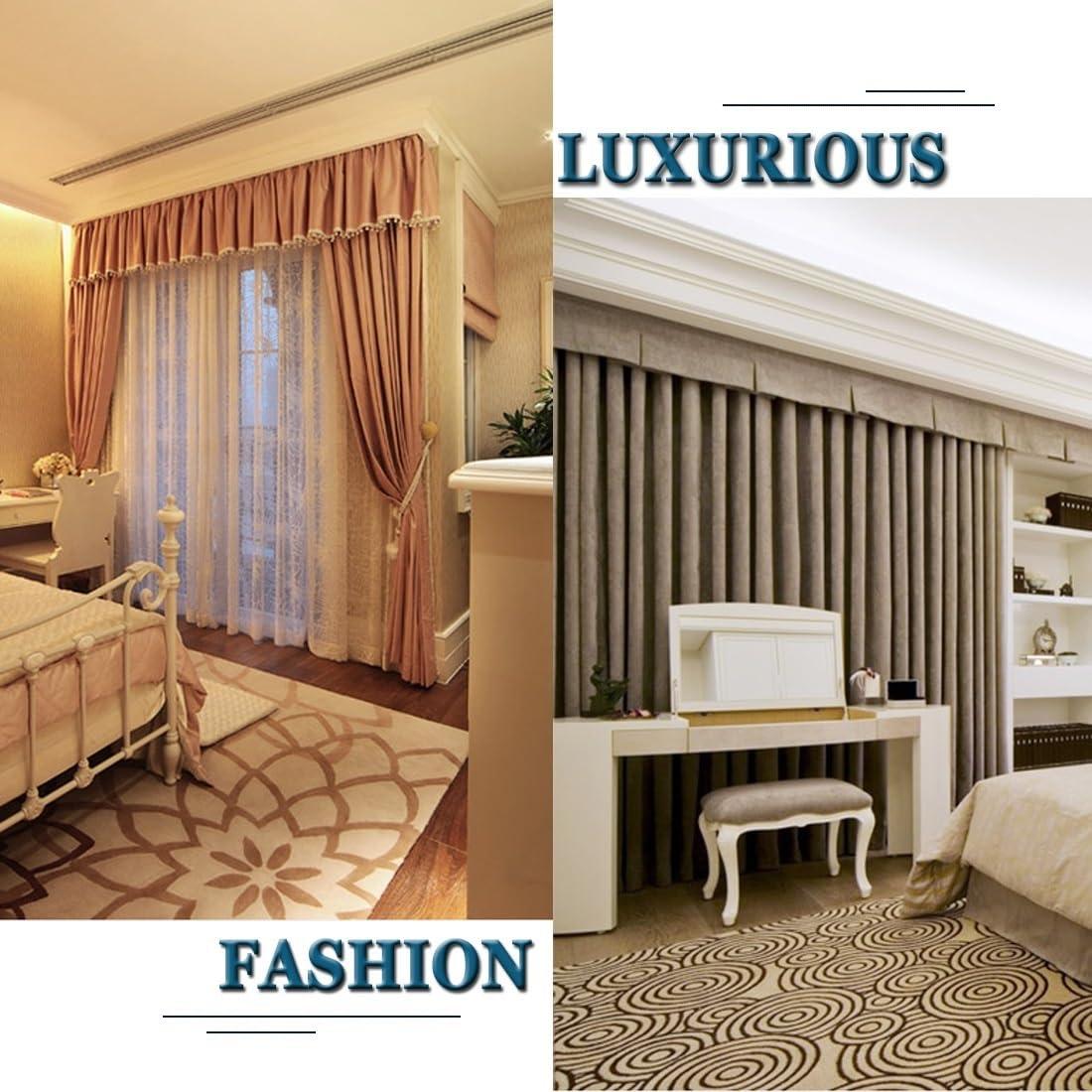 LTSRLL Double Curtain Rail Track With Valance Ceiling Or Wall Mount Curtain Tracks System For Straight Windows - 39" To 236" Sliding Drop Ceiling Curtain Pole Set Strong Load Bearing No Light Leakage(Color:S