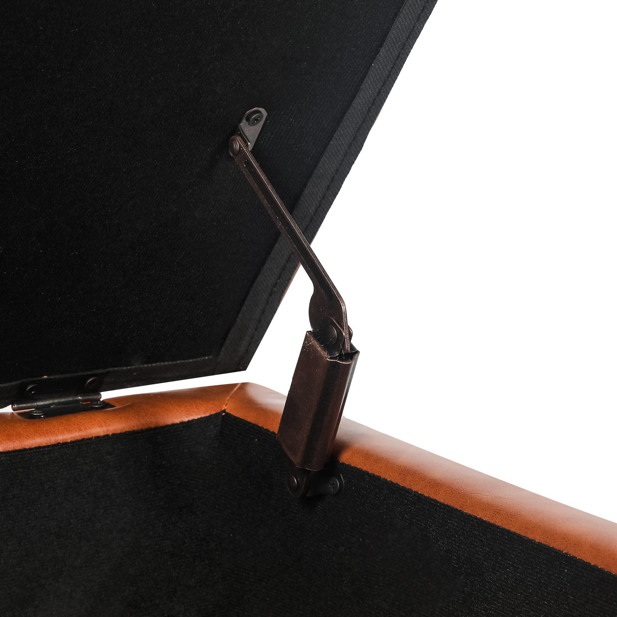 Adeco Adeco 17.7" Leather Cube Storage Orange Ottomans for Living Room