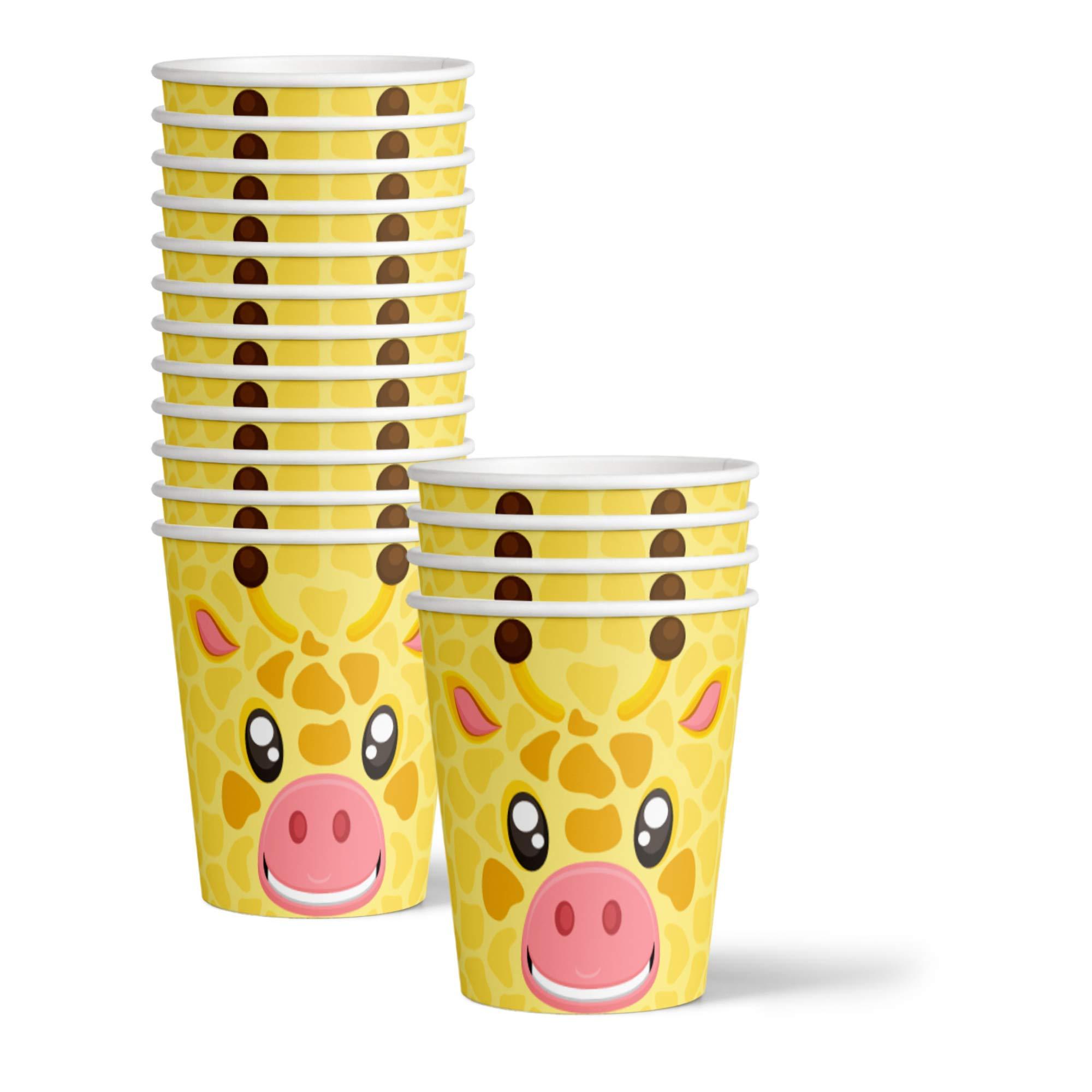 Birthday Galore Giraffe Birthday Party Supplies - Jungle Animal Party Supplies - Zoo Animal Party Supplies - Giraffe Themed Party Supplies | Tableware Set Includes Plates, Napkins and Cups | Kit for 16 Set