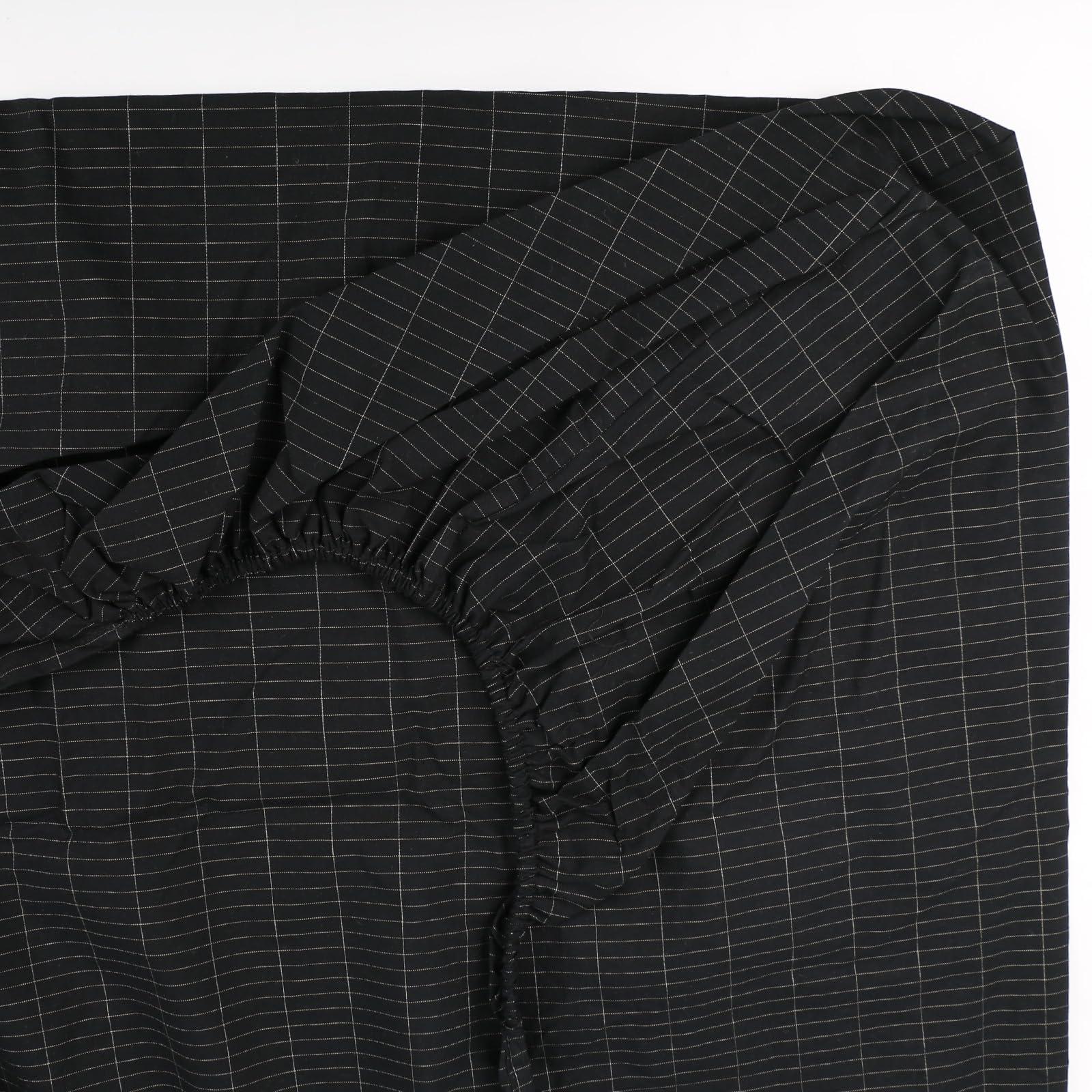 ConBlom Grounding Fitted Sheet with Grounding Cord, Earthing Bed Sheets, 5% Silver Fiber & 95% Cotton Fiber, Conductive Earthing Bed Sheet for Better Sleep (Black, California King)