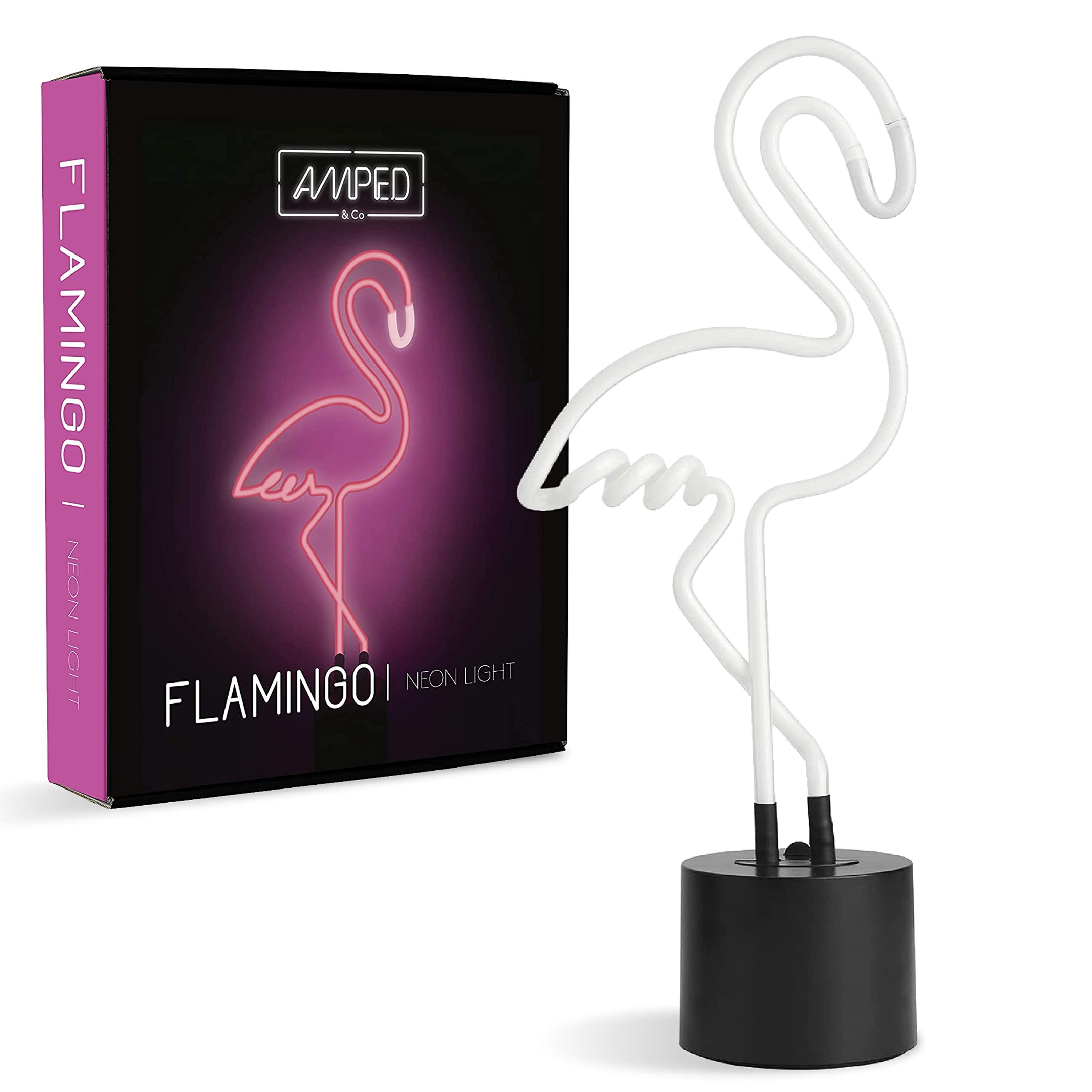 Amped & Co Amped & Co - Flamingo Neon Desk Light, 17\" x 6.7\" - Flamingo Party Decorations, Pink Neon Signs Decorations - Flamingo lamp, Pink LED sign, Flamingo light