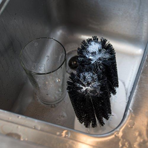 Carlisle FoodService Products SPARTA 4046003 Plastic Twin Glass Washer, Scrub Brush With Suction Base, 8 Inches, Black