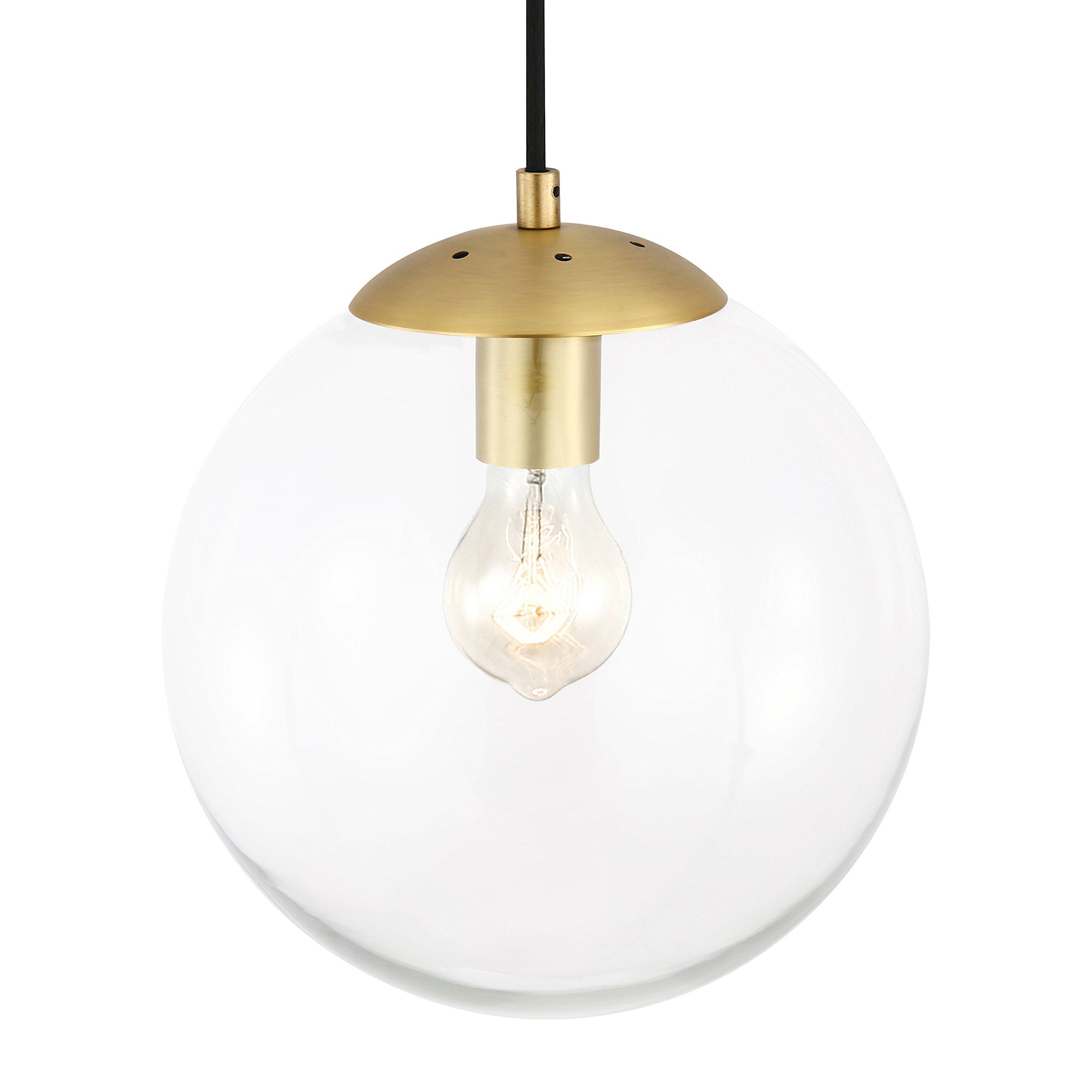 Light Society Light Society Zeno Globe Pendant, Clear Glass with Brass Finish, Contemporary Mid Century Modern Style Lighting Fixture (LS-C175-BRS-CLR)