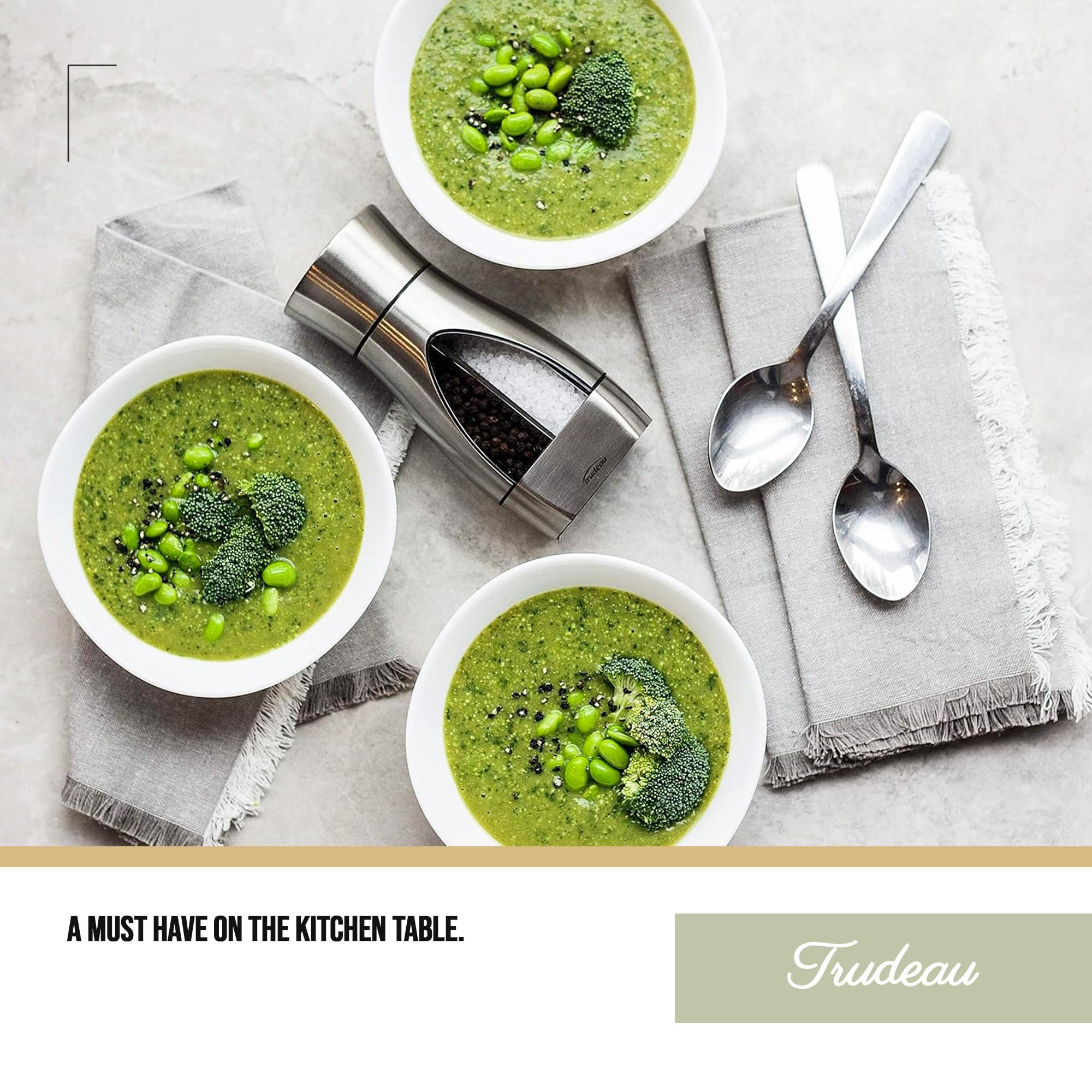 Trudeau Trudeau - 716451 Trudeau Stainless Steel Manual 2-in-1 Salt and Pepper Mill, 7.5 inches, Silver