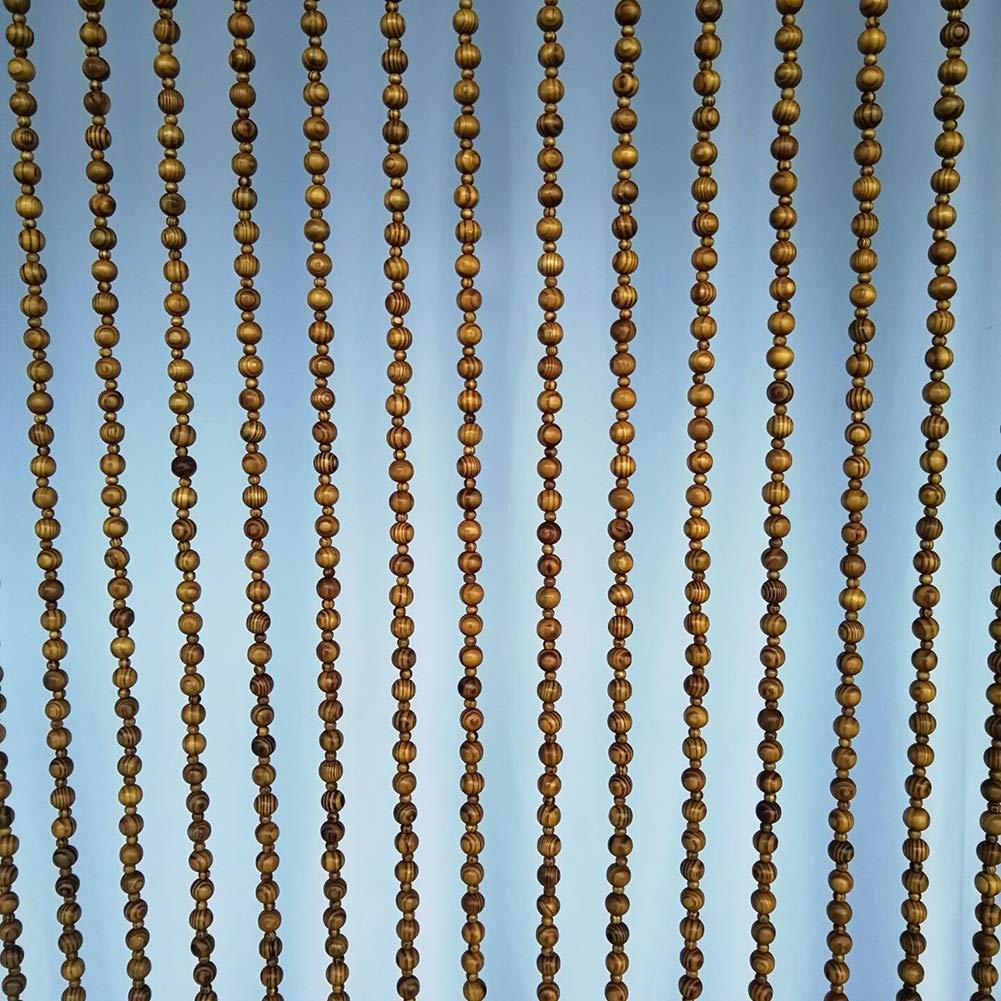 OKUOKA OKUOKA Beaded Door Curtains for Doorways Wood Bead String Curtain for Room Dividers -21 Strands Home Hanging Curtain Entrance Ornaments Retro Style, Size Customizable (Size : 60x155cm)