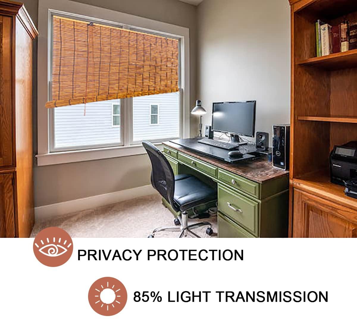 Yhzeokm Outdoor Bamboo Shades for Patio Roll Up Shade Waterproof Reed Blinds with Lift, Porch Privacy Translucent Roller Blinds, Waterproof Anti-UV Breathable Reed Curtains, Easy to Install