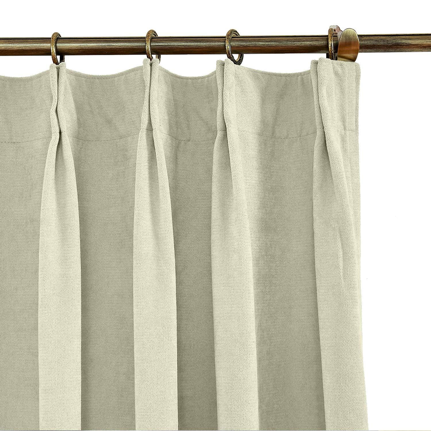 EcoDrapes EcoDrapes Double Pinch Pleat Curtains for Traverse Rod and Regular Rod (Pure White 150 Inch Wide by 144 Inch Long- 1 Panel with Hook)