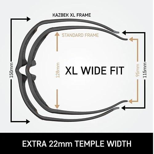 EDGE Edge SK-XL111VS Kazbek XL Wrap-Around Safety Glasses, Anti-Scratch, Non-Slip, UV 400, Military Grade, ANSI/ISEA & MCEPS Compliant, XL Wide Fit, Black Frame/Clear Lens