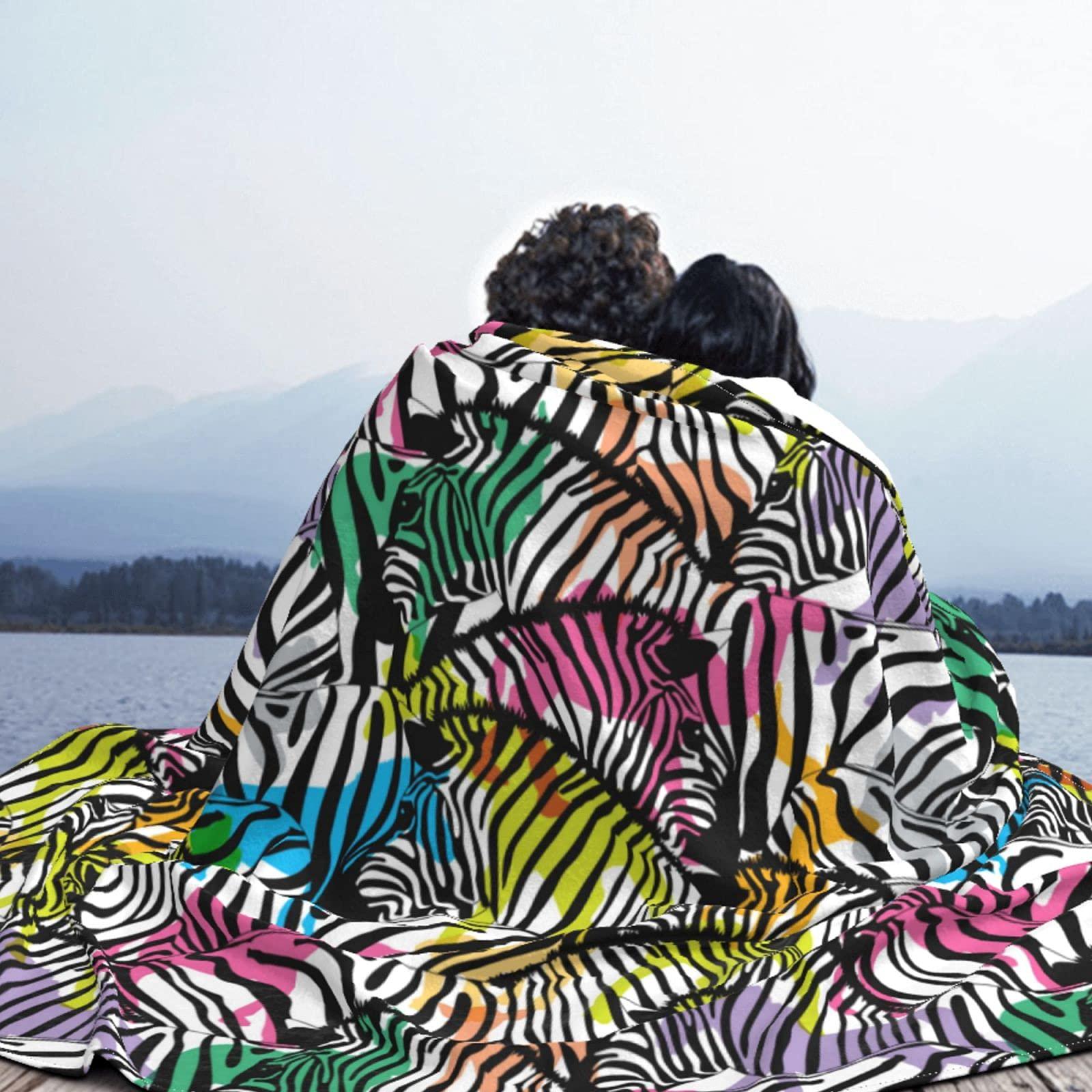 Fairy UMI Color Zebra Flannel Fleece Throw Blankets Soft Microfiber Blanket for Sofa Bed Travel Bedroom Blanket 60\"x50\"
