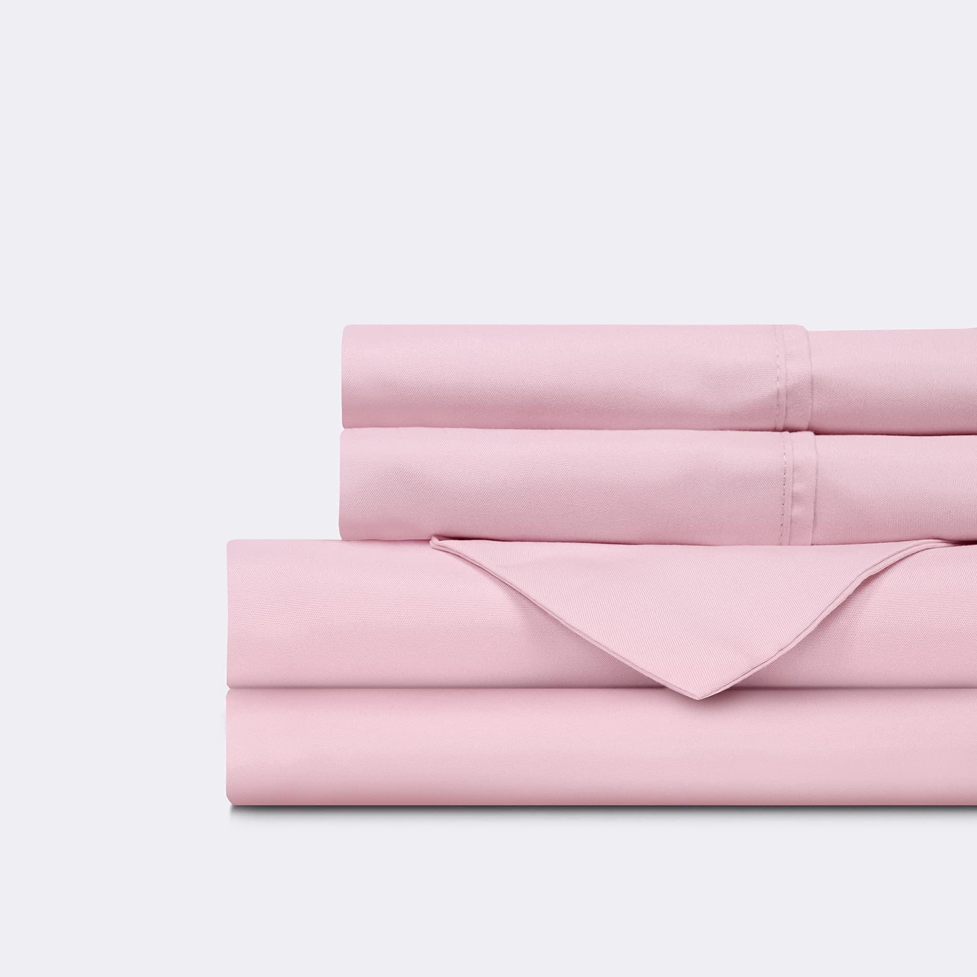 LaxLinen Grand King Size Sheet Set - 4 Piece Bed Sheets 800 Thread Count - Extra Soft- Easy Fit 18-24 Inch Deep Pocket Sheets 100% Egyptain Cotton Baby Pink Solid Bed Sheets Grand King Size Sheets - 4 PC