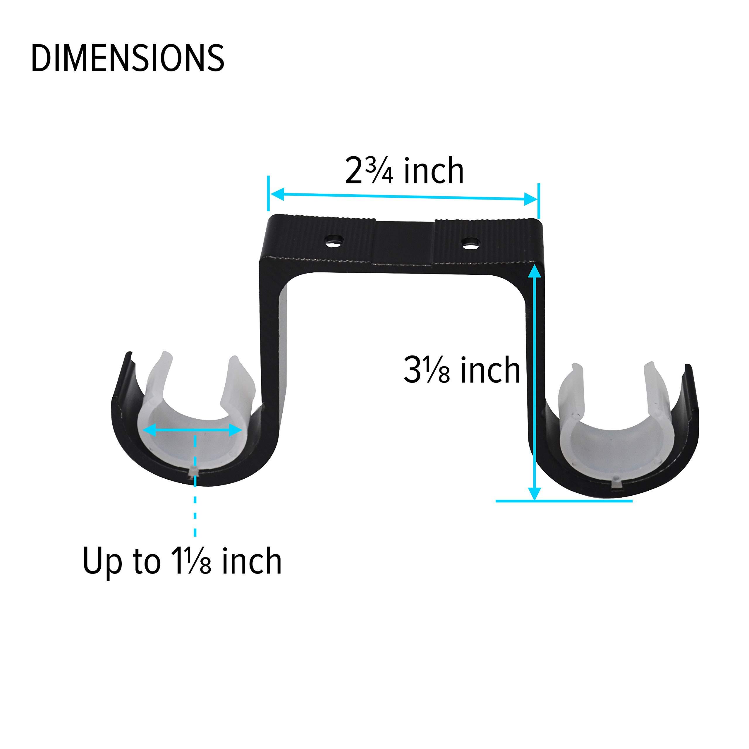 AddGrace Curtain Rod Brackets 4 Pcs - Aluminum Alloy Ceiling Mounted Double Curtain Rod Brackets Black