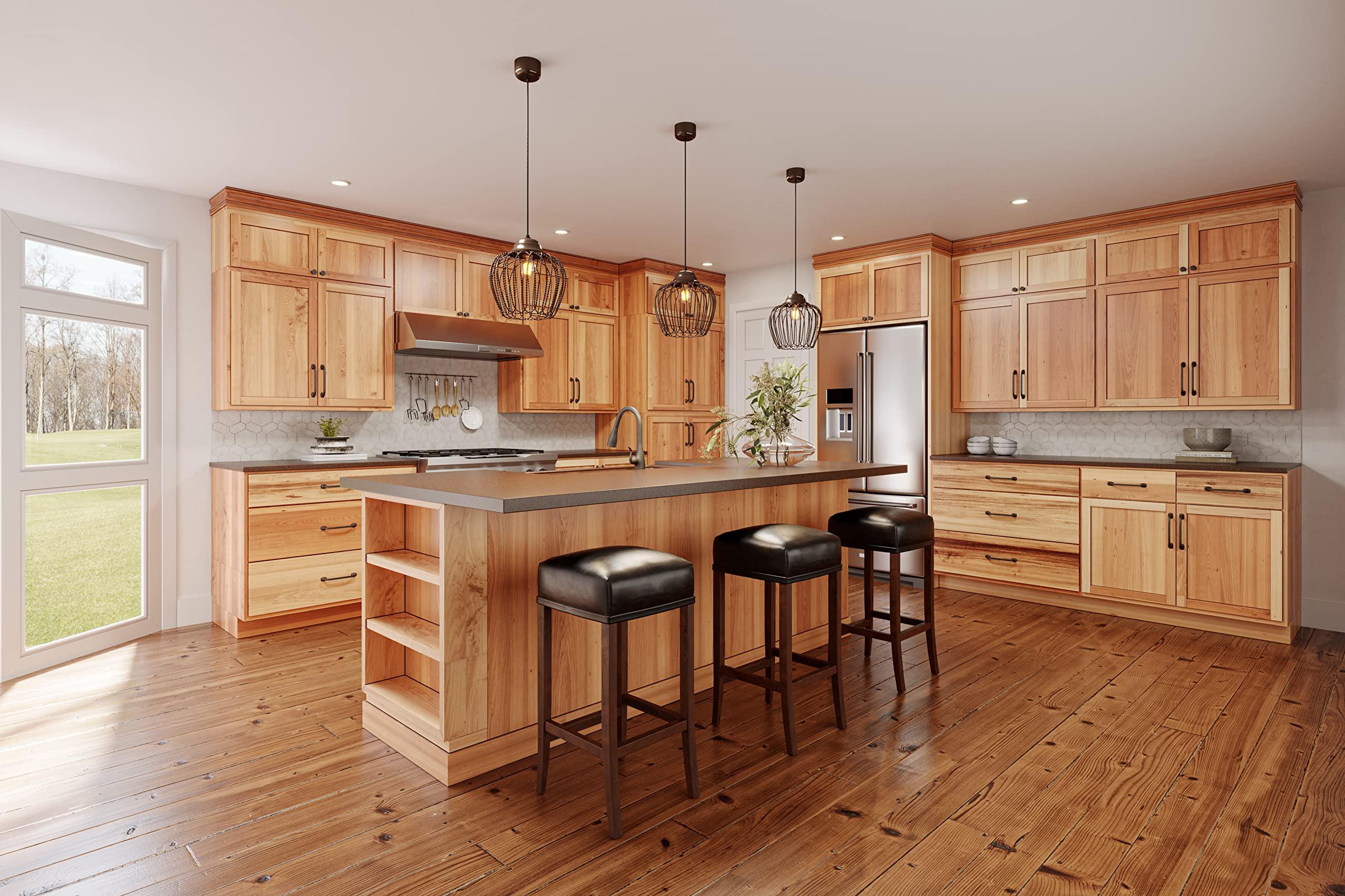 Quicklock Cabinets Quicklock RTA (Ready-to-Assemble) 30" Tall Wall Kitchen Cabinets - Shaker Style | 100% Hardwood | Made in America | Soft Close Hardware (Rustic Hickory, .75" D x 3" W x 30" H Filler)