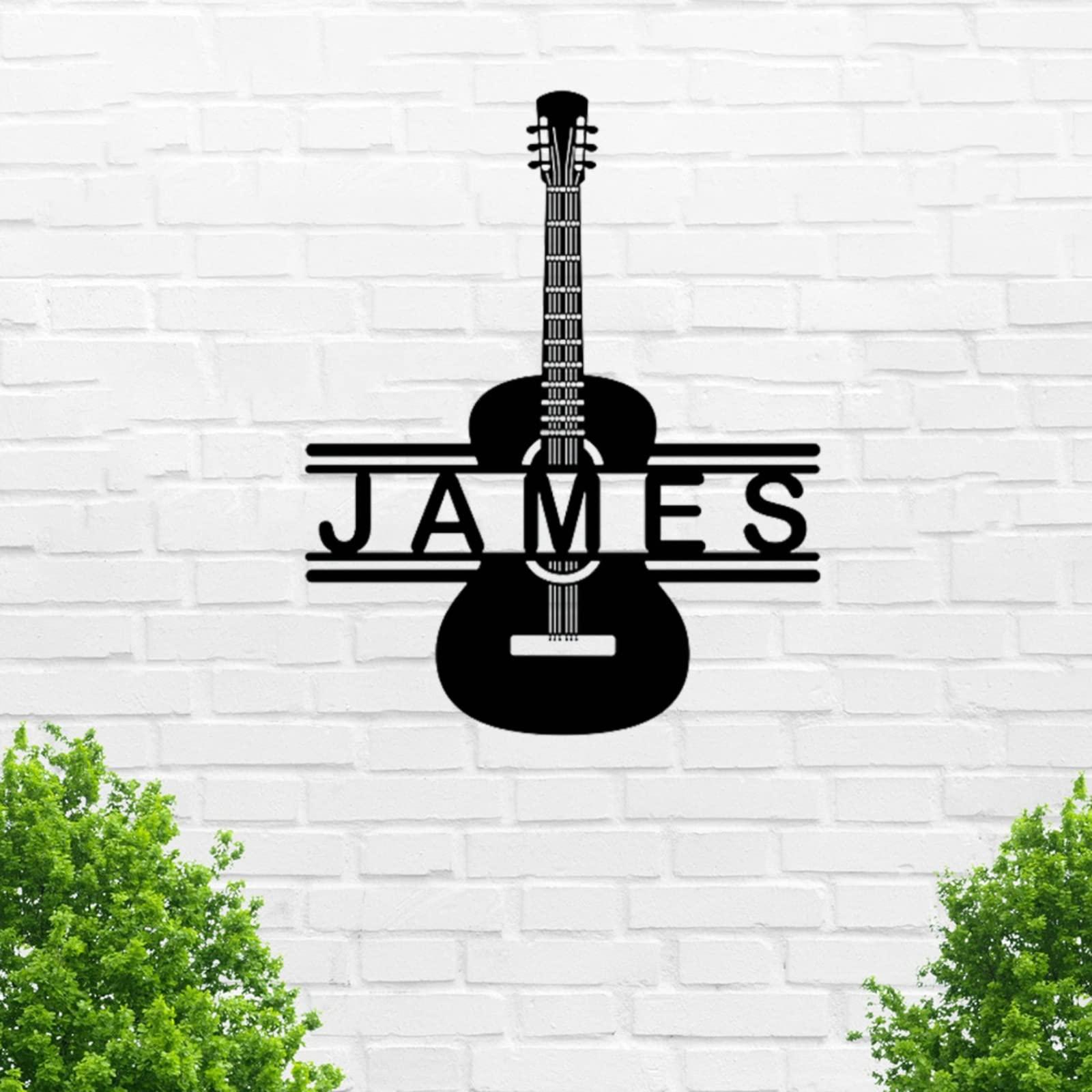 Nickleson Art Custom Guitar Metal Wall Sign - Personalized Guitar Metal Wall Art - Guitar Metal Wall Decor - Personalized Guitar Decor - Musician Gifts - Bedroom Decor