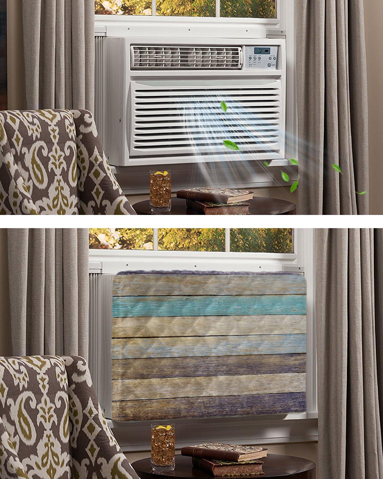 Rocking Giraffee Air Conditioner Cover AC Cover Rustic Wooden Texture Indoor Window Air Conditioner Covers Adjustable AC Covers for Inside Double Insulation 21x15x3.5 Inch