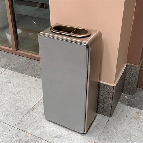 DUANZEYUQA DUANZEYUQA Outdoor Garbage Can Stainless Steel Trash Can with Lid, Commercial Open Top Garbage Can Modern Indoor Metal Waste Container Floor Standing Large Trash Can
