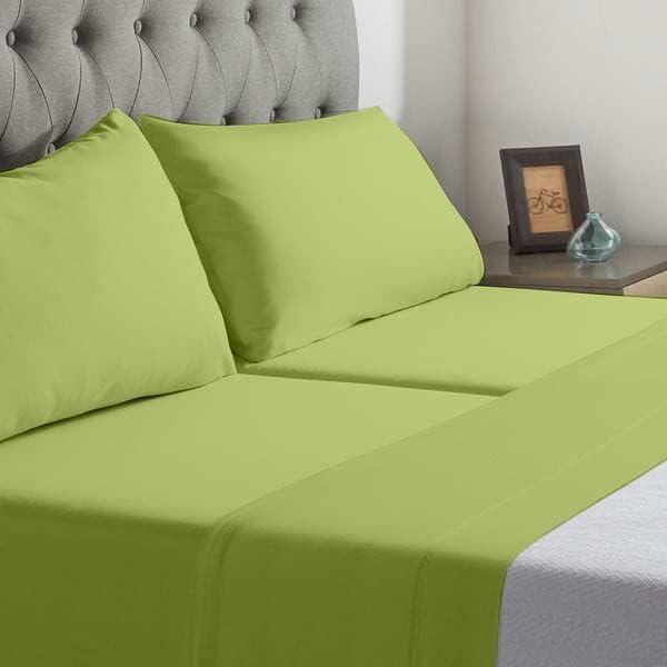 Cottingon Top Split King Sheets for Adjustable Bed, Split King Sheets for Adjustable Bed, Microfiber Split top King Sheets, Split Sheets for Sleep Number Beds 4 Pcs Set King 34\" (Sage)