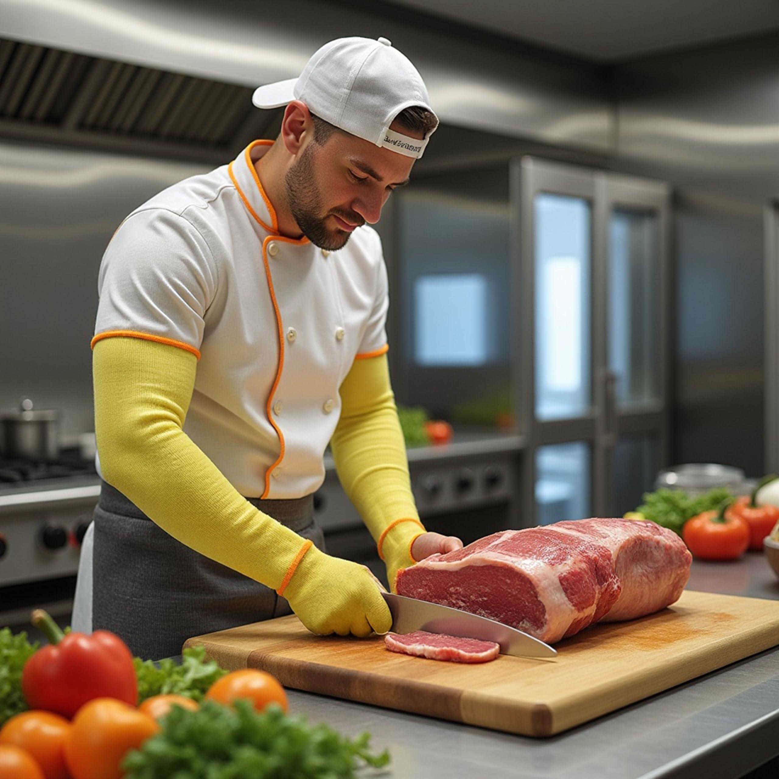 G & F Products G & F 58126-6 100% Kevlar 18-Inch Cut Resistant Knit Sleeve without Thumb Hole, Yellow, Sold by 6-piece pack
