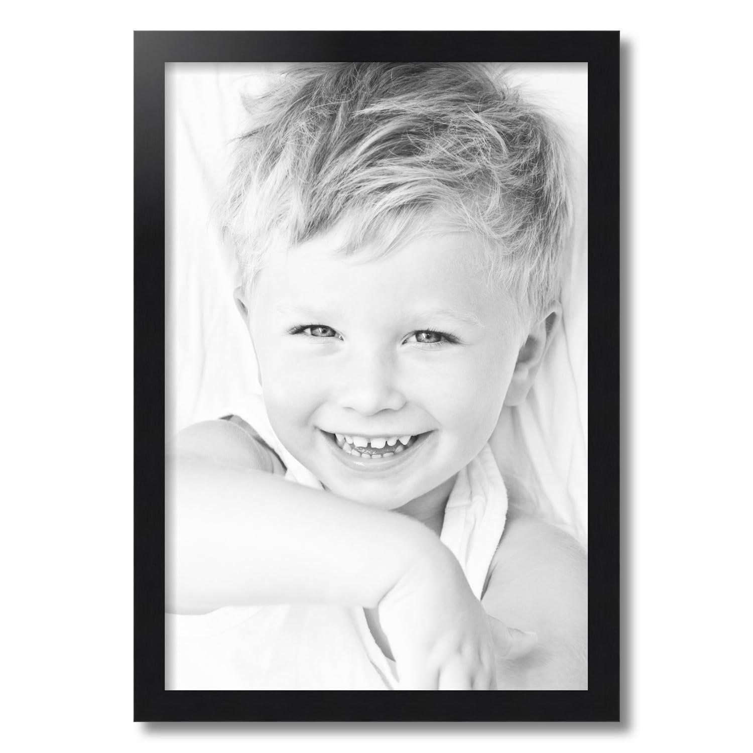 ArtToFrames ArtToFrames 17x25 Inch Black Picture Frame, This 1.25 Inch Custom MDF Poster Frame is Black Steel - Comes with Economy Acrylic and Corrugated Backing (2WOMBW26-469-17x25)