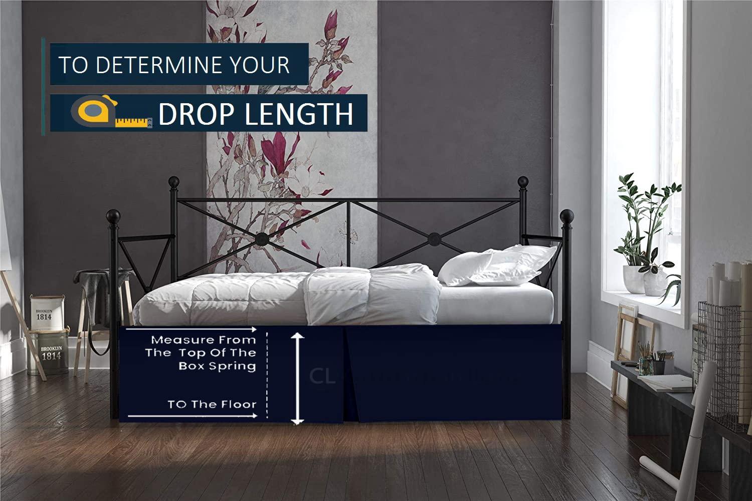 Cottington Lane Pleated Bed Skirt with Split Corners for Daybeds - Three Side Coverage - Made with Brushed Microfiber - Navy Blue Daybed Dust Ruffle Split Corners - Full 21 Inches Drop Daybed Skirt(Full/21\" Drop)