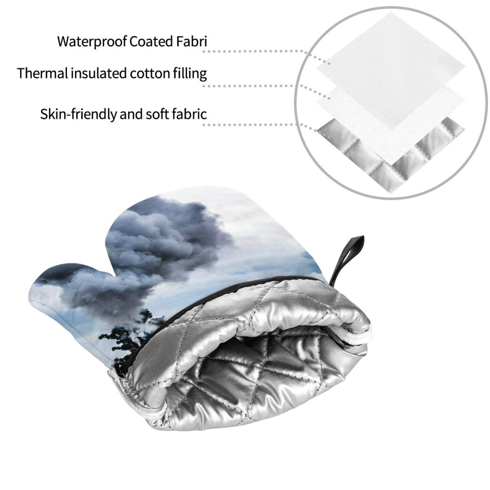 Ncpkcb Ncpkcb Cool Steam Train Oven Mitts and Pot Holders 4pcs Set Durable Kitchen Hot Pads with Oven Gloves for Baking Cooking Grilling, Fashion