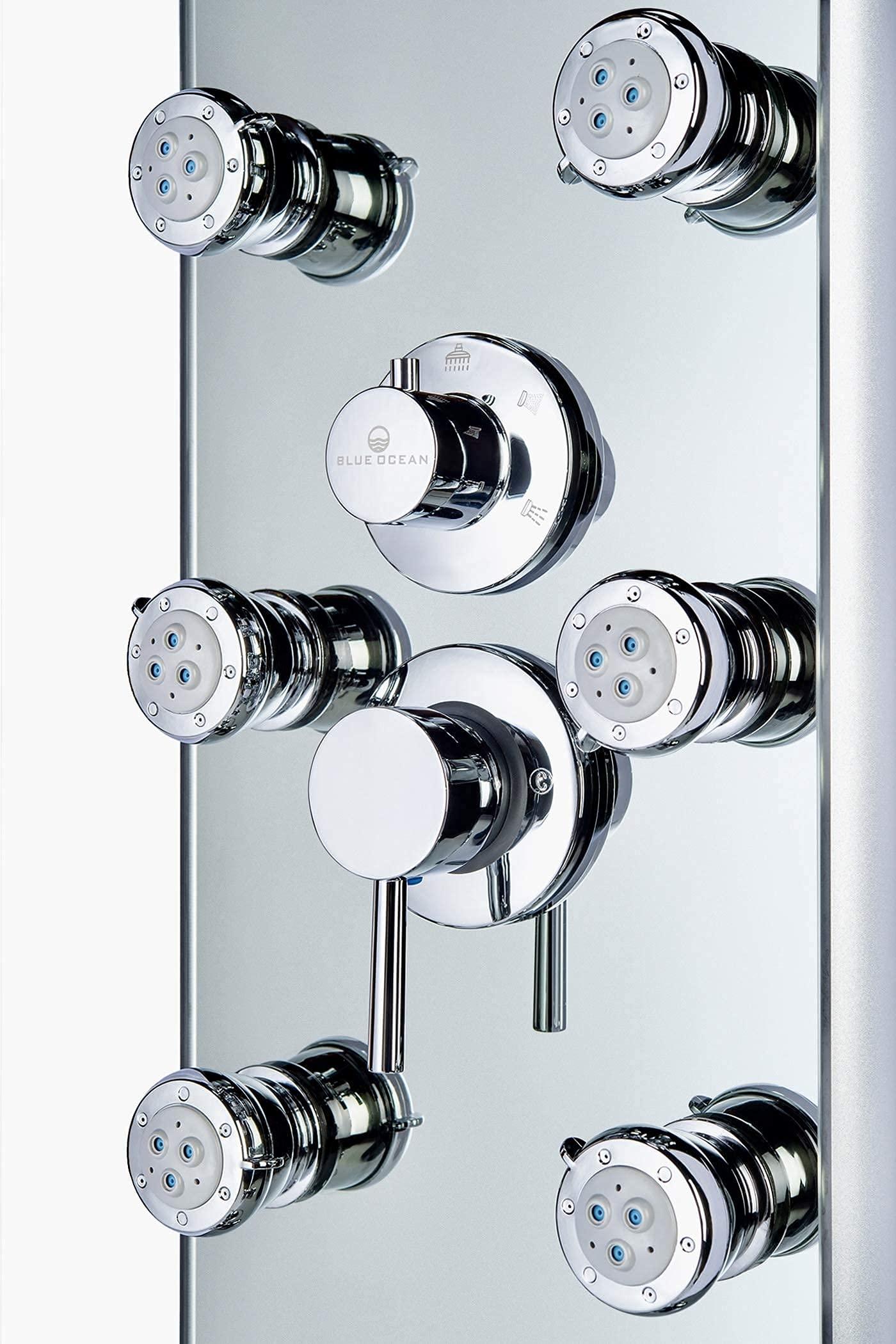 Blue Ocean Blue Ocean 52" Aluminum SPA392M Shower Panel Tower with Rainfall Shower Head, 8 Multi-functional Nozzles