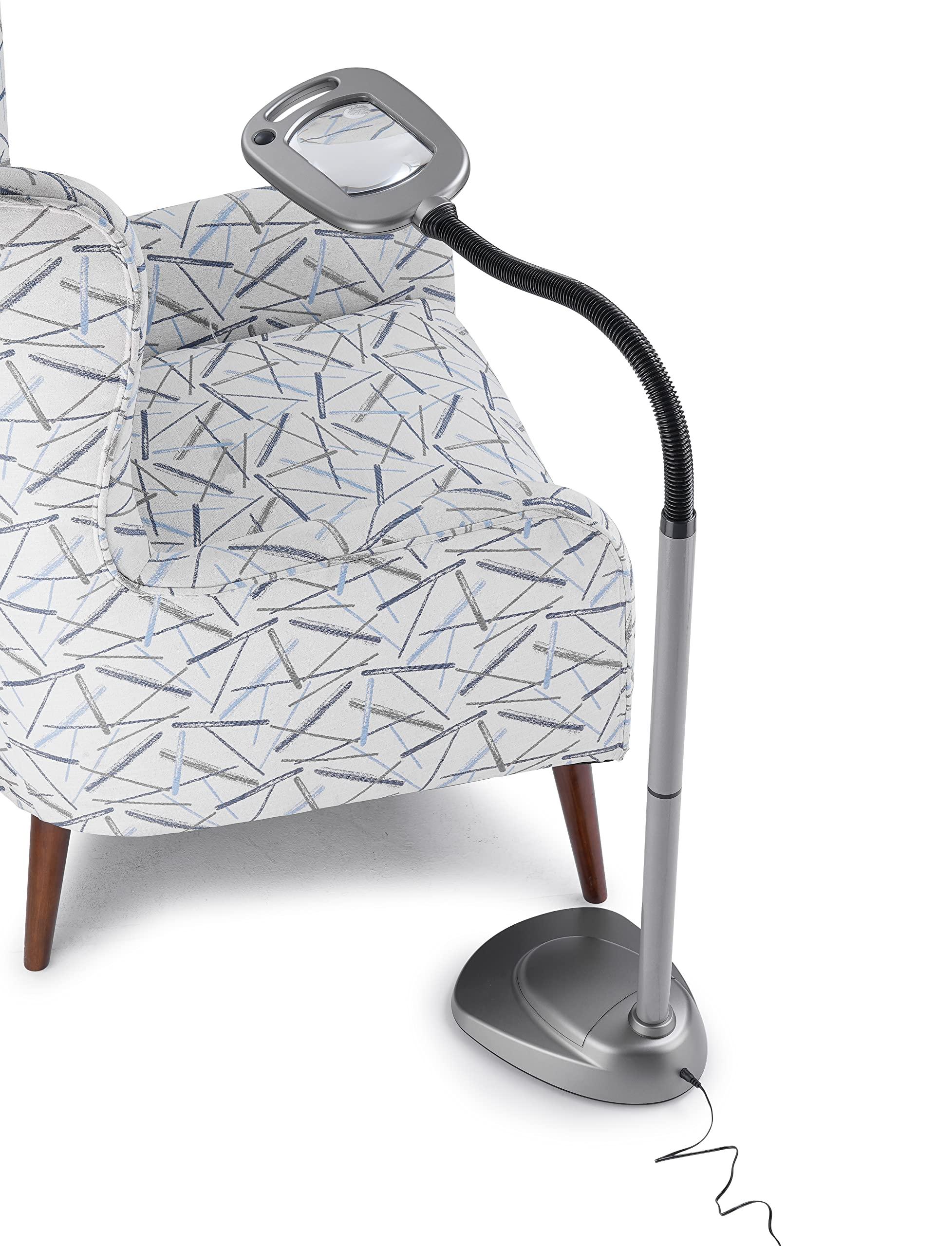 LIGHT IT! LIGHT IT! By Fulcrum, 20072-401 MultiFlex LED Floor Magnifier Lamp, Silver, Single pack