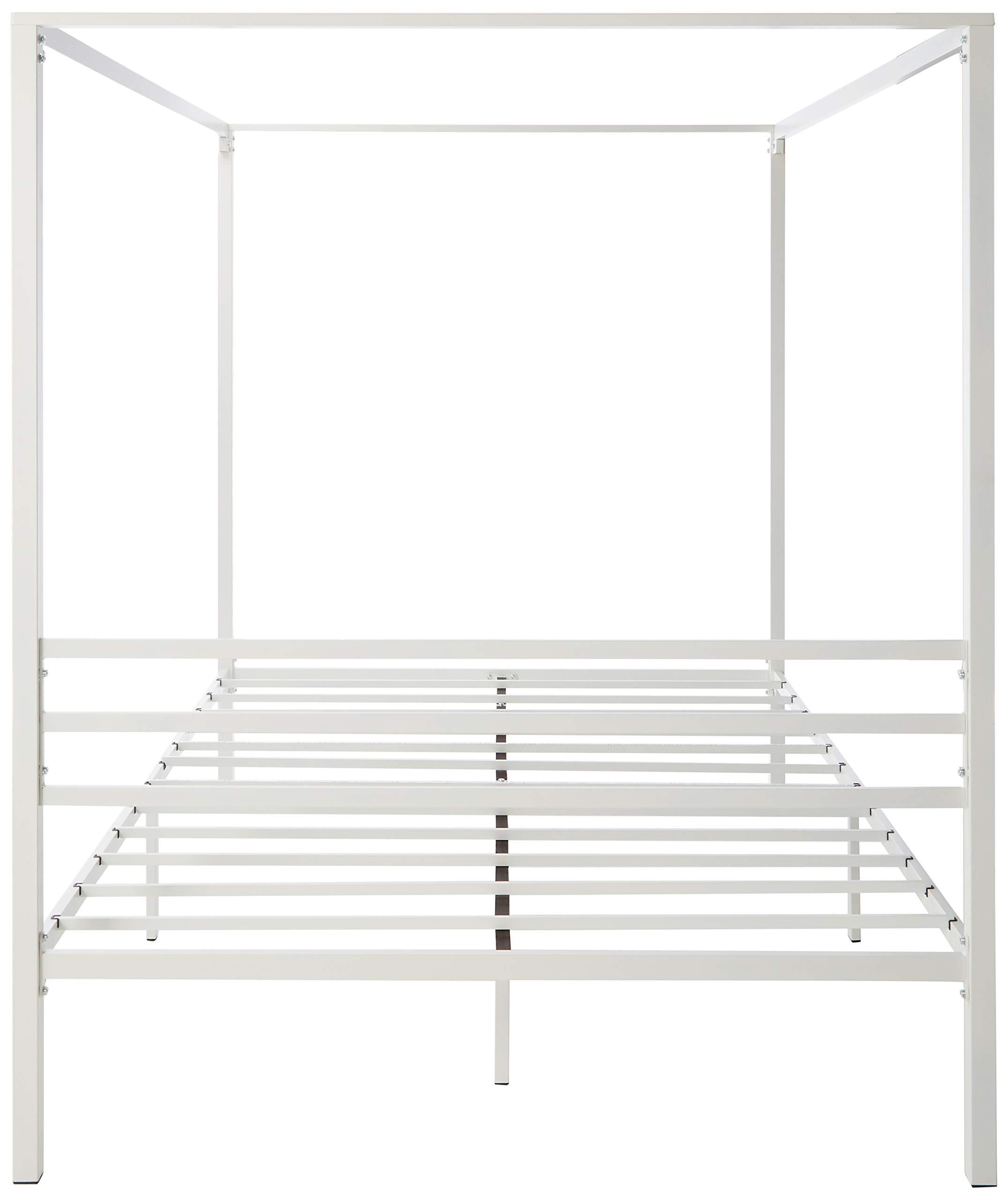 Zinus ZINUS Patricia White Metal Canopy Platform Bed Frame, Mattress Foundation with Steel Slat Support, No Box Spring Needed, Easy Assembly, Queen