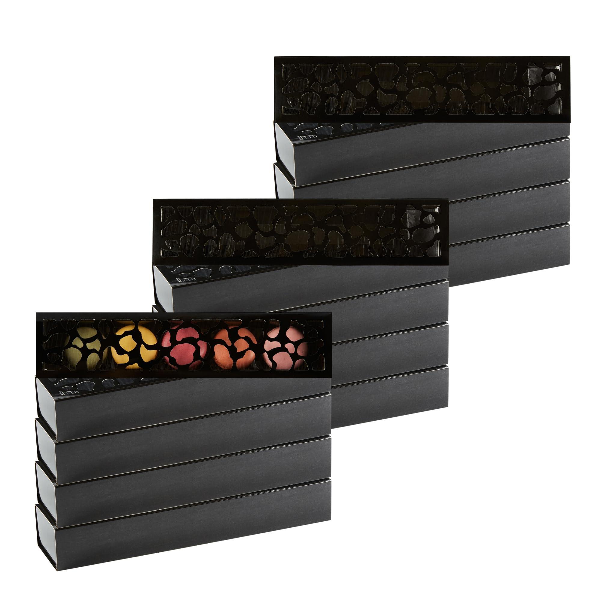 Restaurantware Restaurantware Valentino 12 Inch Macaron Boxes 100 Macaron Packaging - Holds 5 Macarons With Lids Black Paper Macaron Gift Boxes Separate Compartments For Gifts and Parties