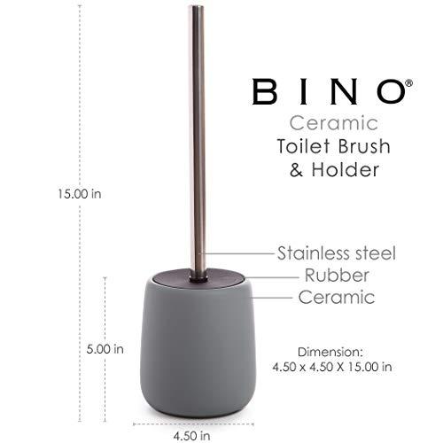 BINO BINO Toilet Brush with Holder Silicone Coated Ceramic, Light Grey - Toilet Bowl Brush and Holder Toilet Bowl Cleaner Brush and Holder Bathroom Brush Toilet Brush and Holder Toilet Brush Holder