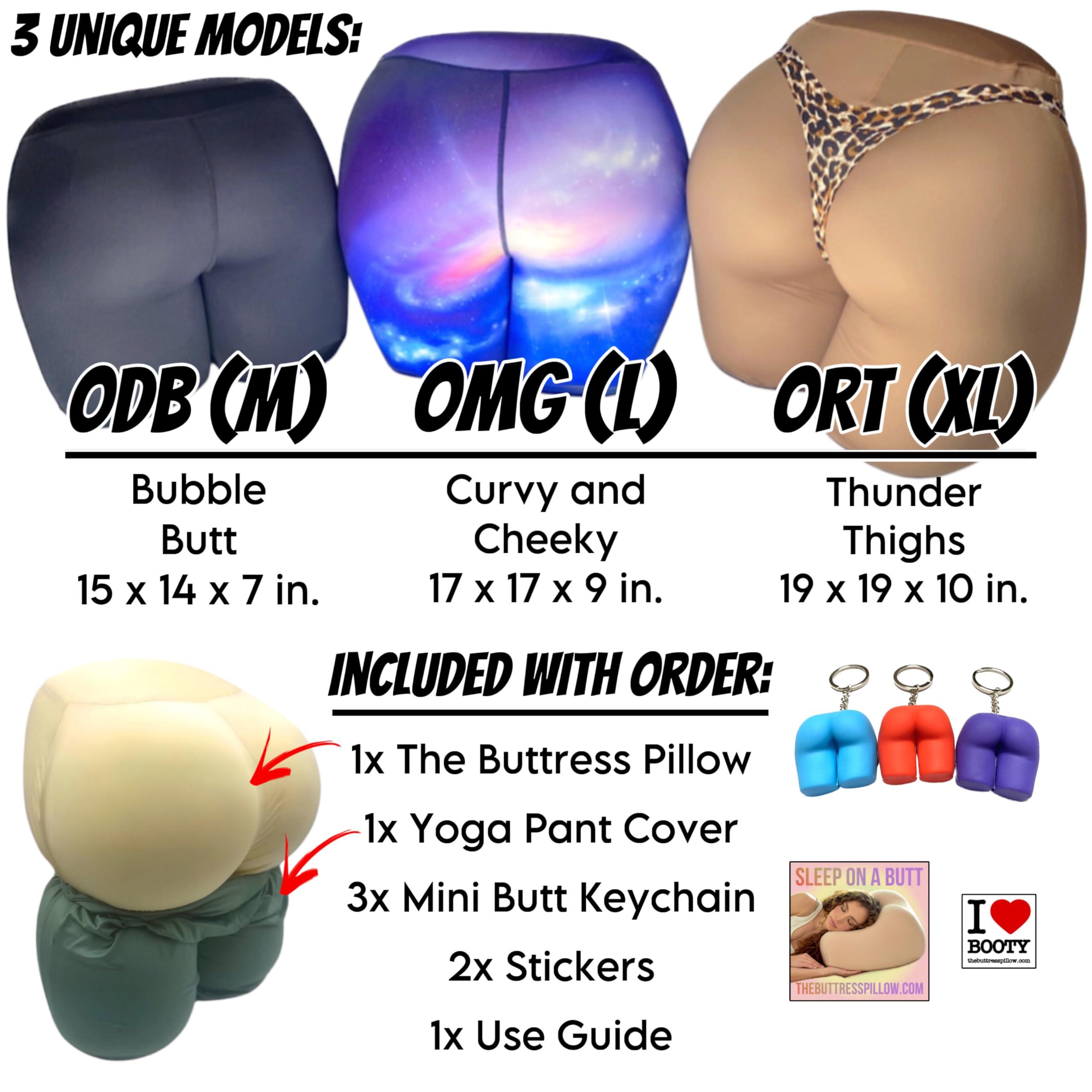 The Buttress Buttress Pillow - Natural, Soft, Supportive, Ergonomic Butt-Shaped Pillow for All Sleepers with Yoga Pant Cover - Relieves Stress and Anxiety