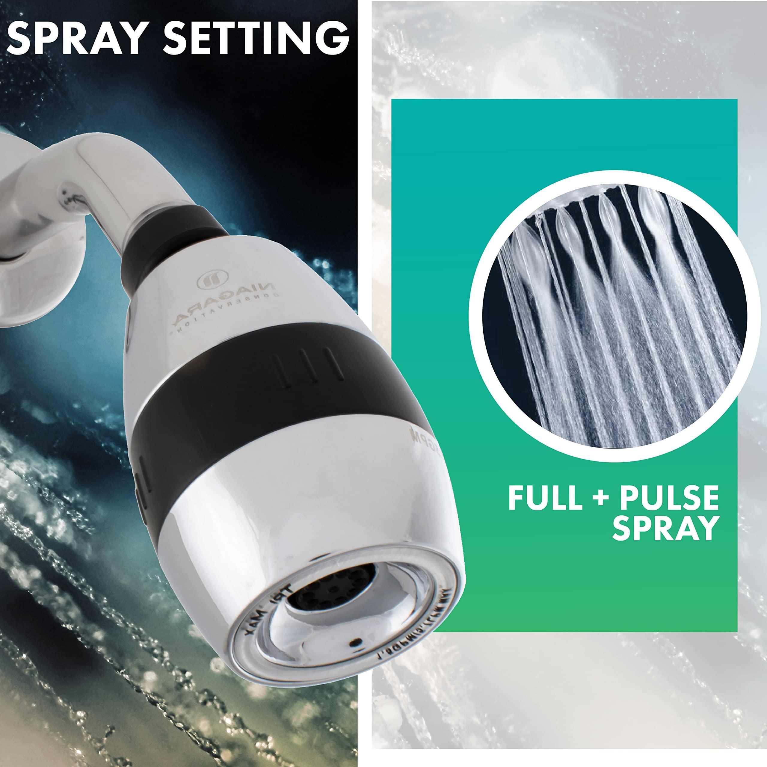 Niagara Conservation Niagara Conservation N2615CH Tri-Max 1-Spray with 0.5-1.5 GPM 2-in. Wall Mount Adjustable Fixed Shower Head in Chrome, 1-Pack | Bathroom Shower Head Sprayer with Pressure Compensation