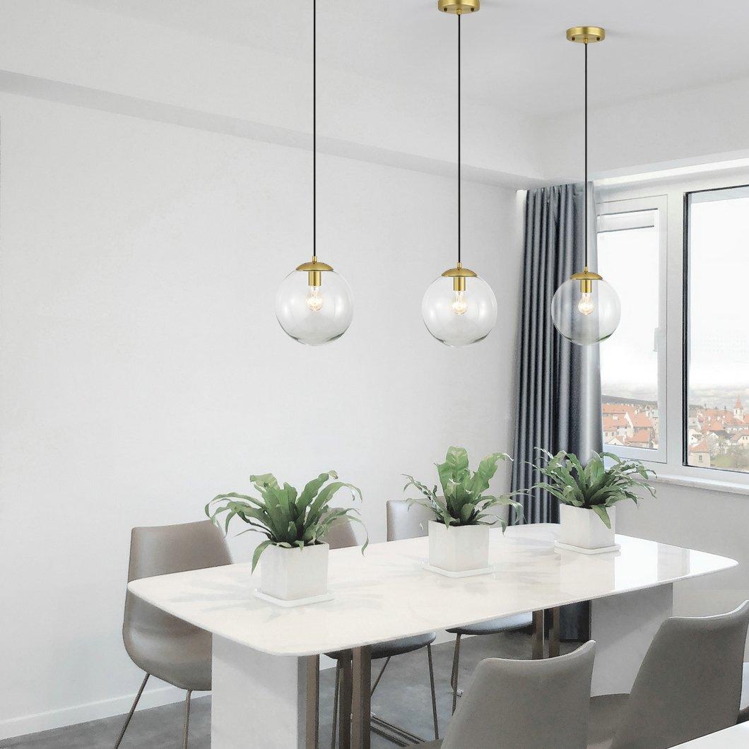 Light Society Light Society Zeno Globe Pendant, Clear Glass with Brass Finish, Contemporary Mid Century Modern Style Lighting Fixture (LS-C175-BRS-CLR)