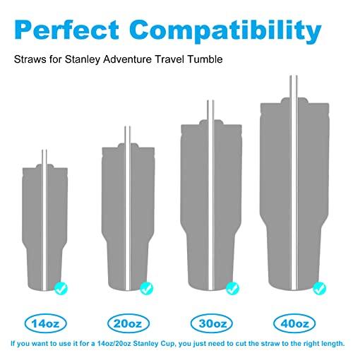 Ajedrmy 8 Pack Replacement Straw for Stanley Adventure Quencher 40 oz 30 oz Cup Tumbler, Reusable Straws for Stanley 40 oz & Simple Modern Tumbler with Handle, with Cleaning Brush for Stanley Cup Accessories