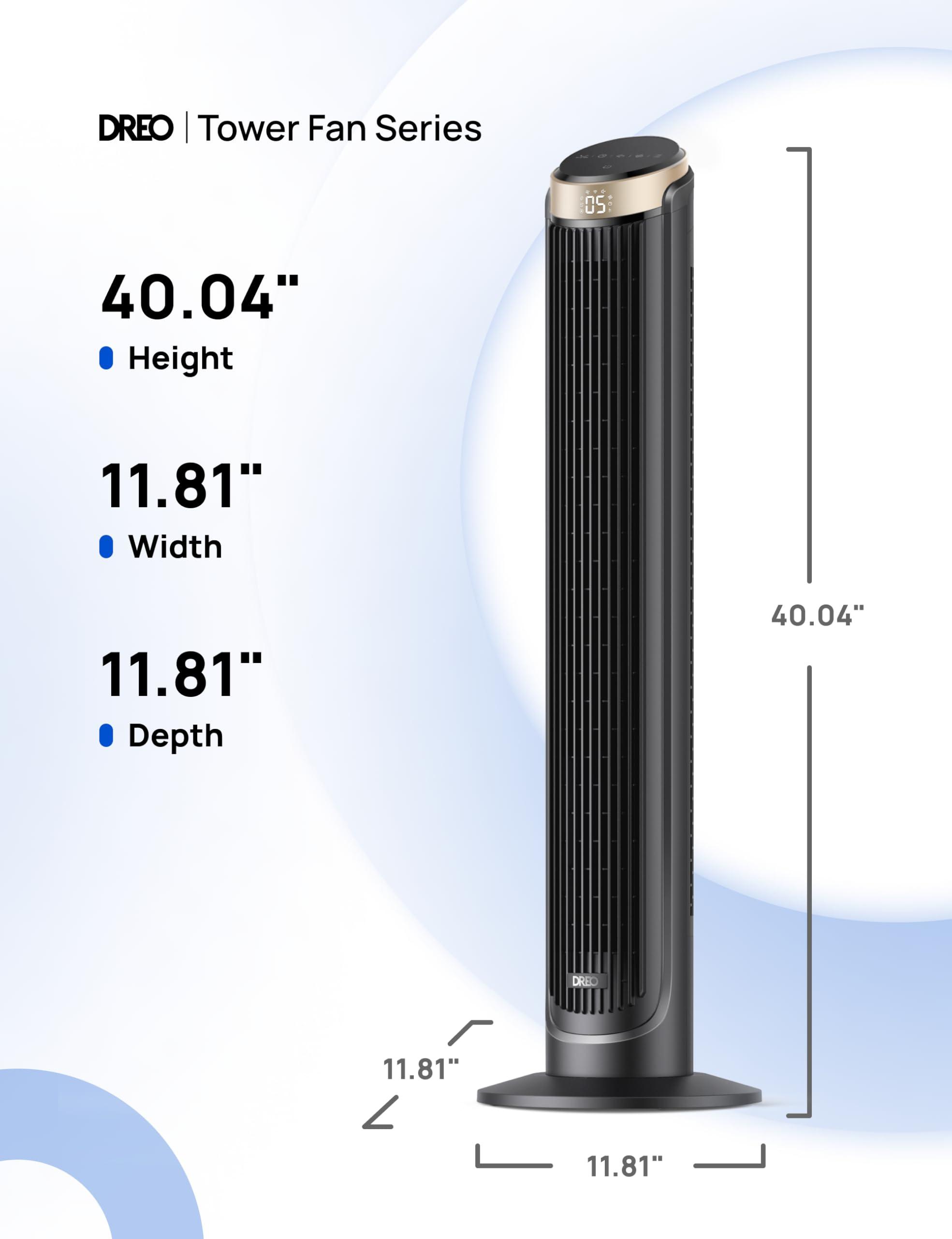 Dreo Dreo 40'' WiFi Tower Fan, 26ft/s High-Speed Cooling, Quiet Floor Fan with Remote, 90 Oscillating Fan, 4 Modes, 12H Timer, Touch Control, Standing Cooling Fan for Bedroom, Home, Office Room, Gold