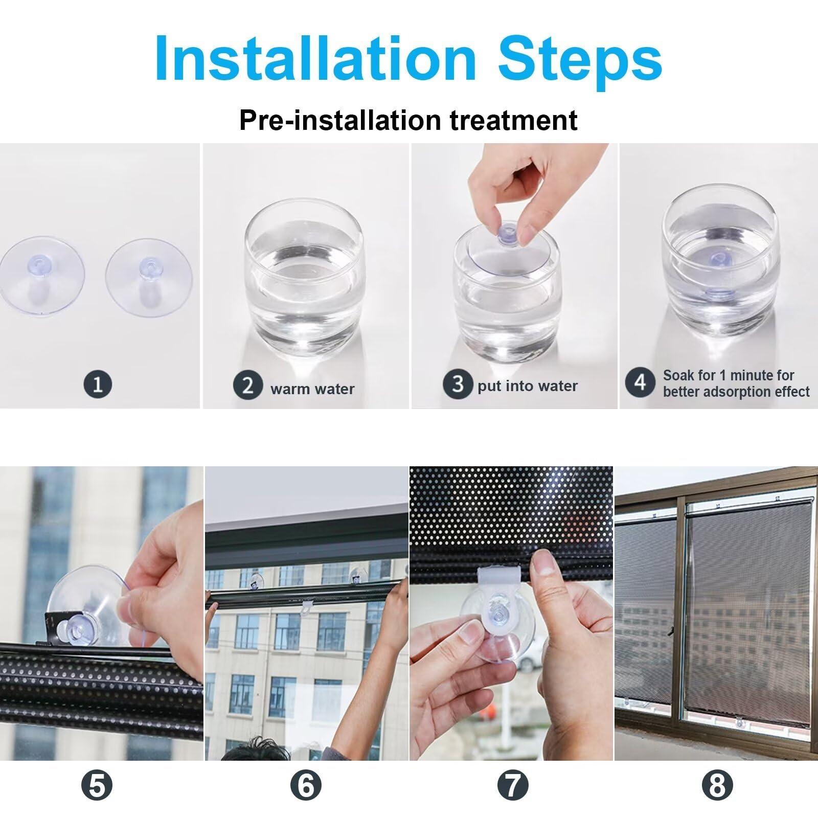 PFGDSAC Suction Cup Blinds Suction Cup Blackout Curtains Light Filtering Blinds Cordless Roller Shades Sun Blocking Curtains Balcony Suction Cup Sunshade Window Curtain Shade RollerBlack23 * 49in