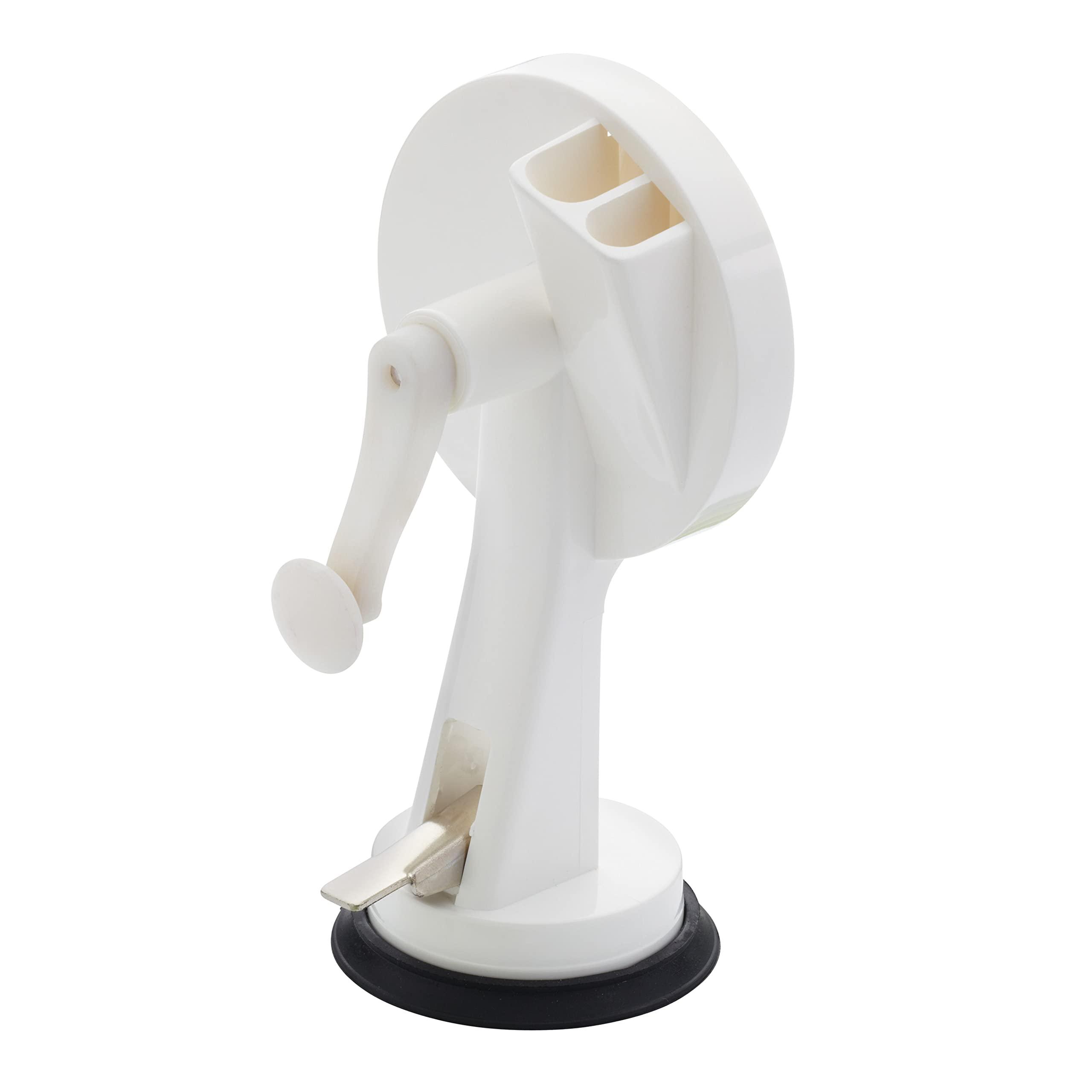 Kitchen Craft KitchenCraft Rotary Runner Bean Slicer 23cm with Suction Pad in Gift Box, Stainless Steel & plastic, White/Black