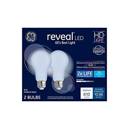 GE GE Reveal 2-Pack 60 W Equivalent Dimmable 2850k Color-Enhancing A19 LED Light Fixture Light Bulbs