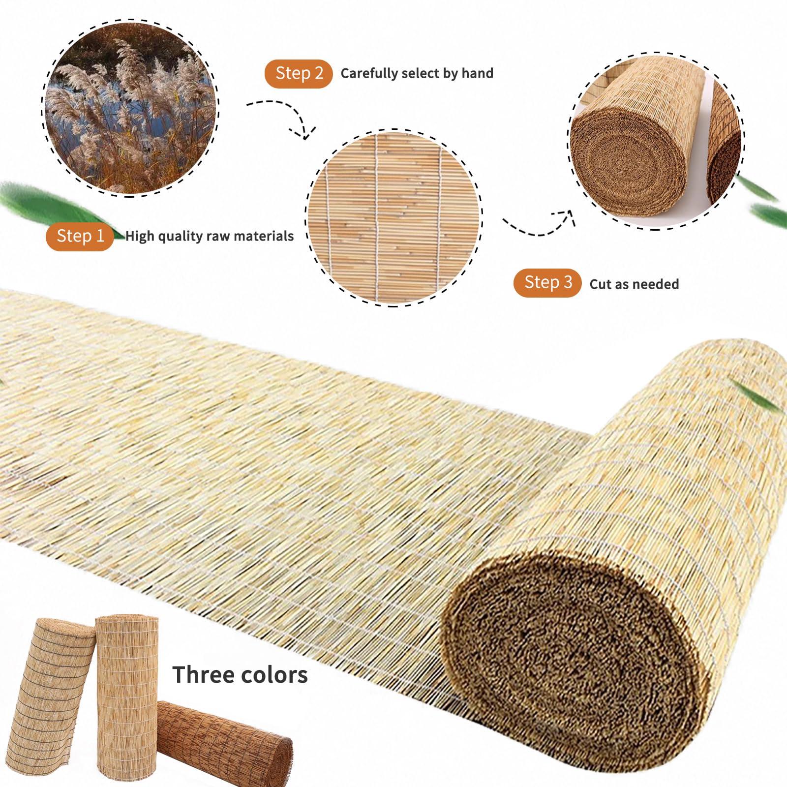 GVCSTXP Bamboo Blinds, Bamboo Shades, Roman Roller Blinds, Outdoor Blinds, Sunshade Natural Reed Curtains, with Lift, Sun Protection, Breathable, Easy to Install