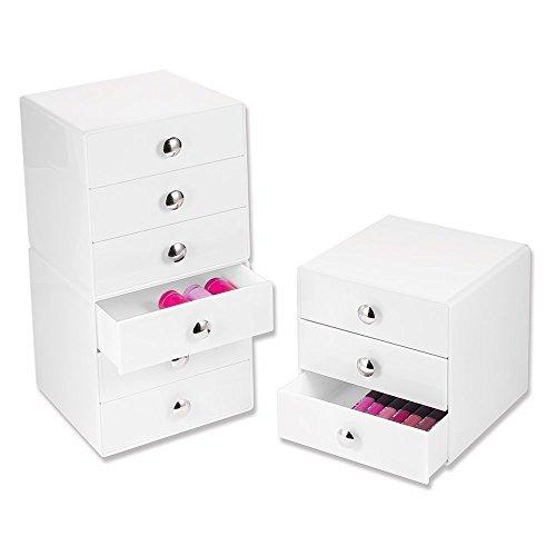 iDesign iDesign 3-Drawer Plastic Vanity Organizer, Compact Storage Organization Drawers Set for Cosmetics, Dental Supplies, Hair Care, Bathroom, Dorm, Desk, Countertop, Office, 6.5" x 6.5" x 6.5", White