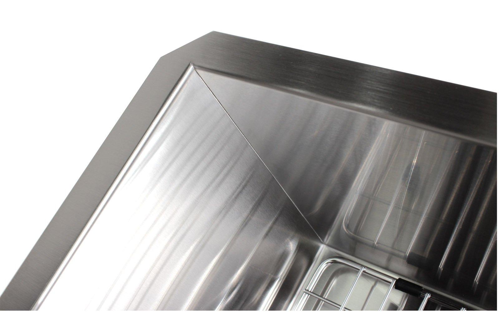 CONTEMPO LIVING 37 Inch Zero Radius Design 16 Gauge Undermount Double 5050 Bowl Stainless Steel Kitchen Sink Premium Package